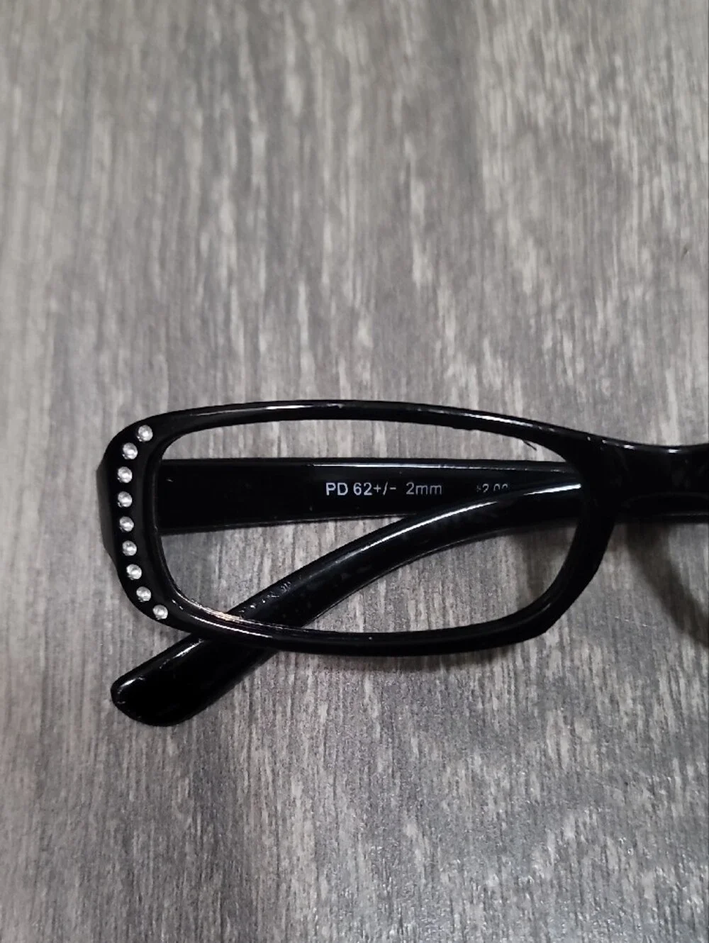 Fashion Crystal Black Rectangular Eyeglasses - No Lens